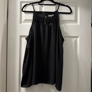 Maurices Black Halter Tank 1X Gathered Neck Flowy Cami NWT